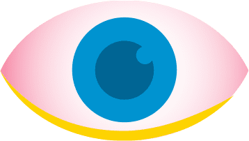 Blepharitis eye icon. Blue eye, slightly red and irritated
